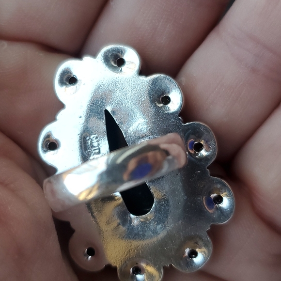 New Oversized Faceted Bloodstone and Peridot 925 Silver Ring. - Picture 5 of 16